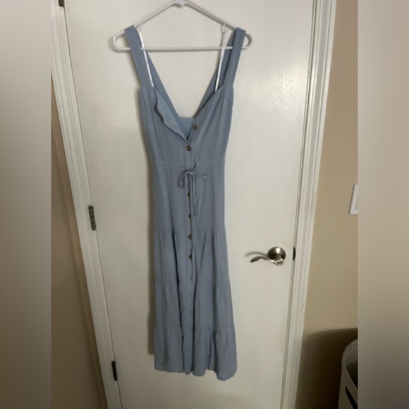 Lulus See the City Light Blue Button-Front Tiered Midi Dress - Picture 3 of 7